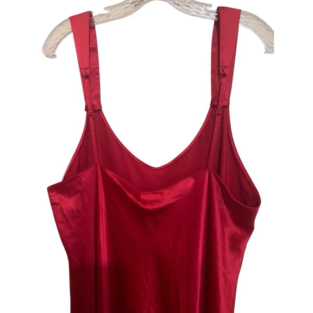 Cabernet Red Satin Full Maxi Slip Dress Night Gown SZ 1X Vamp Whimsigoth Sexy